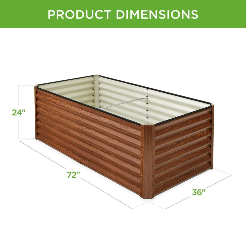 Best Choice Products 6x3x2ft Outdoor Metal Raised Garden Bed, Planter Box for Vegetables, Flowers, Herbs - Wood Grain - Image 7