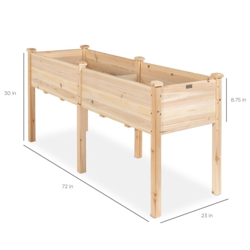 Best Choice Products 72x23x30in Raised Garden Bed, Elevated Wood Planter Box for Patio w/ Divider Panel - Natural - Image 7