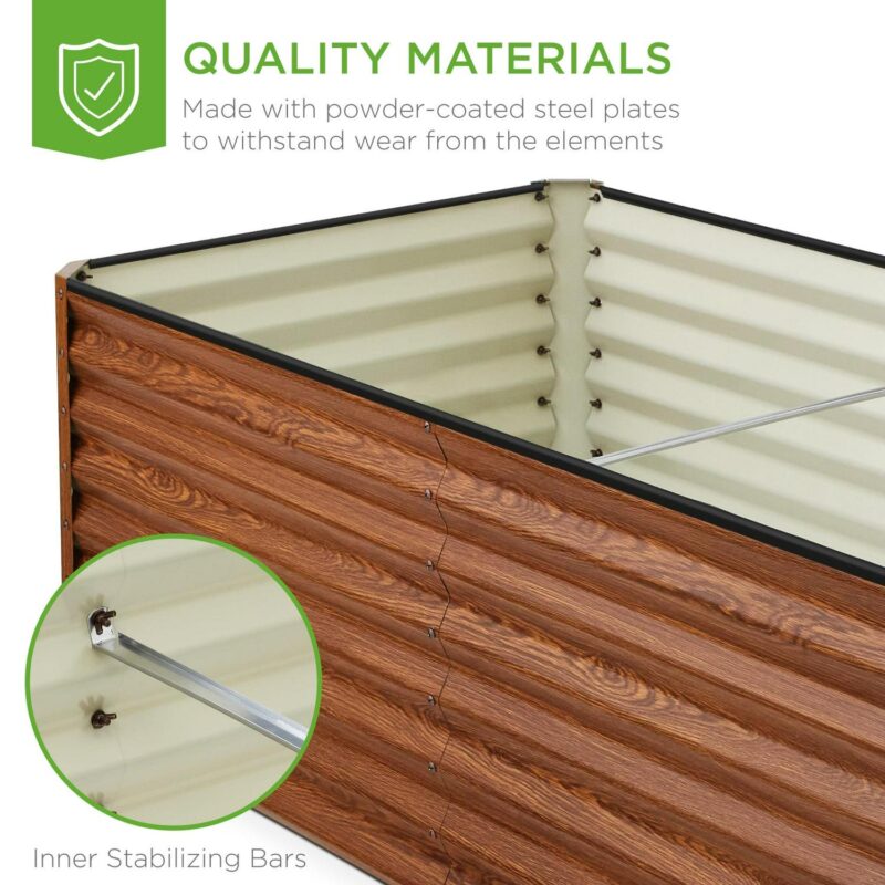 Best Choice Products 6x3x2ft Outdoor Metal Raised Garden Bed, Planter Box for Vegetables, Flowers, Herbs - Wood Grain - Image 5