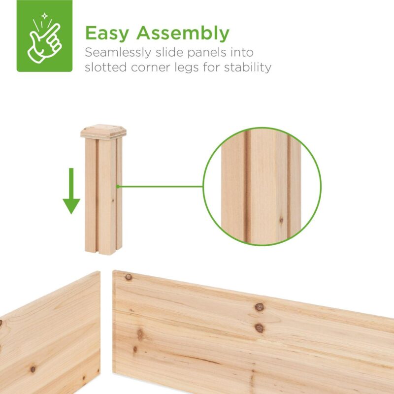Best Choice Products 8x2ft Outdoor Wooden Raised Garden Bed Planter for Grass, Lawn, Yard - Natural - Image 3