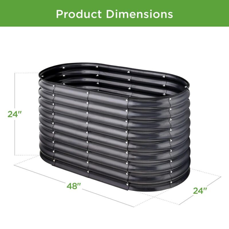 Best Choice Products 4x2x2ft Outdoor Raised Metal Oval Garden Bed, Planter Box for Vegetables, Flowers - Charcoal - Image 7