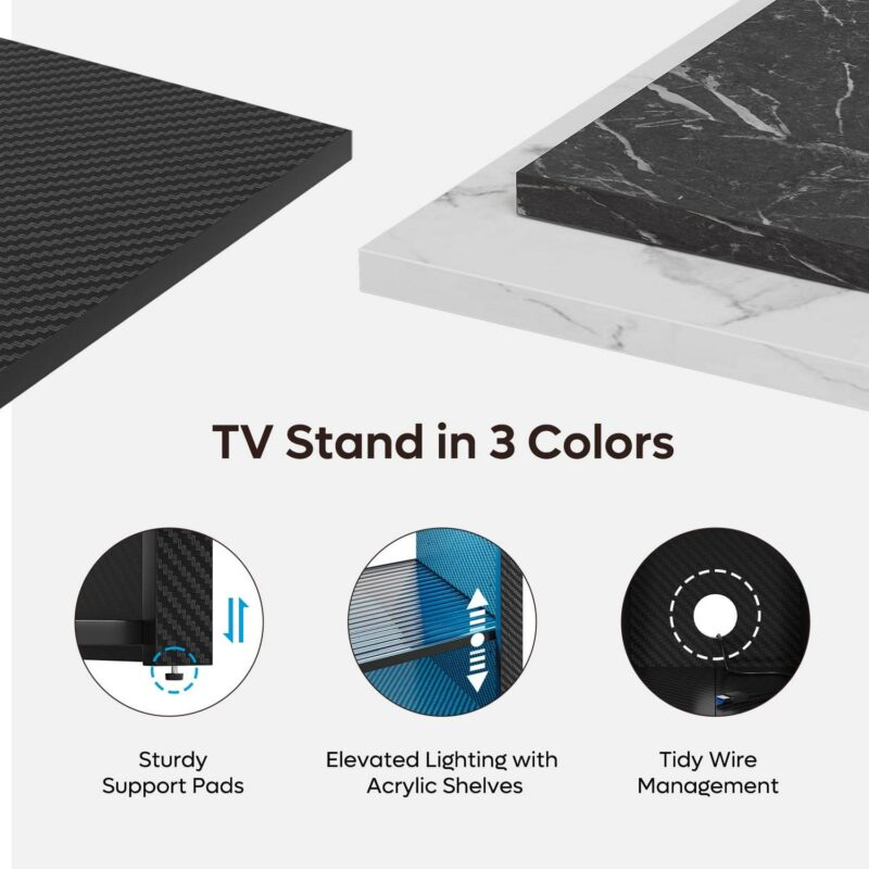 Bestier LED Tall TV Stand for TVs up to 65 , Gaming Entertainment Center with Storage, Shelf Adjustable TV Cabinet for Living Room, Carbon Fiber Black - Image 5