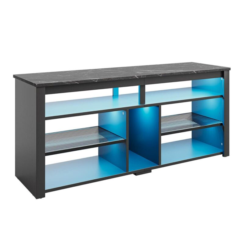 Bestier LED Tall TV Stand for TVs up to 65 , Entertainment Center with Storage, TV Console for Bedroom, Black Marble - Image 8