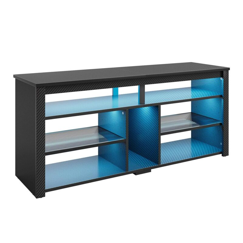 Bestier LED Tall TV Stand for TVs up to 65 , Gaming Entertainment Center with Storage, Shelf Adjustable TV Cabinet for Living Room, Carbon Fiber Black - Image 9