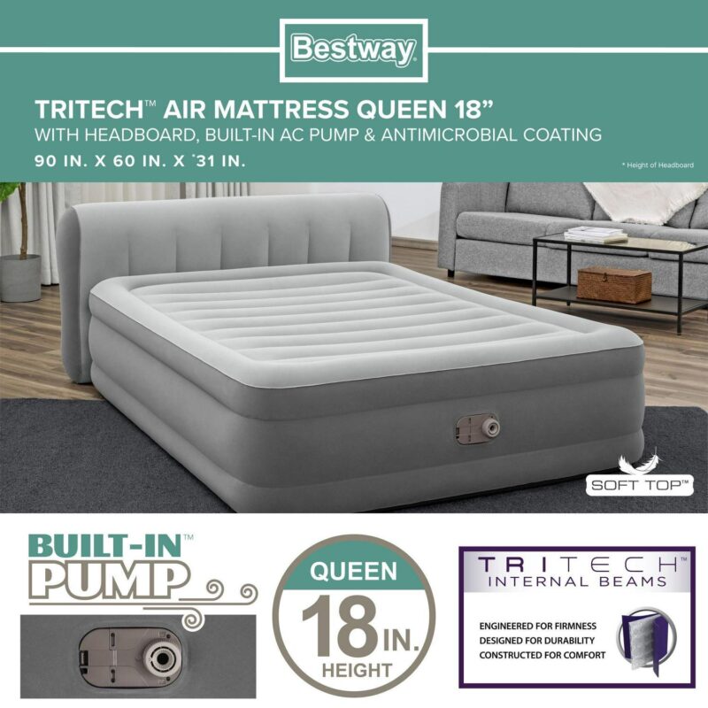 BestwayA Headboard Tritech Airbed Queen 18  with Built-in AC Pump - Image 2
