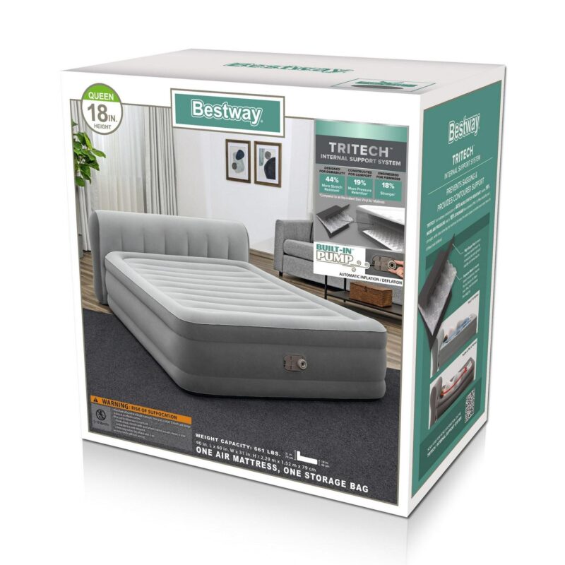 BestwayA Headboard Tritech Airbed Queen 18  with Built-in AC Pump - Image 8
