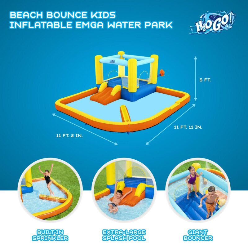 Bestway H2OGO! Beach Bounce House Kids Inflatable Water Park w/ Air Blower - Image 3