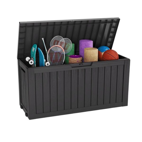 Bifanuo 75 Gallon Deck Box Lockable Resin Outdoor Storage Box waterproof Outdoor Container for Patio Furniture Cushions, Pillow