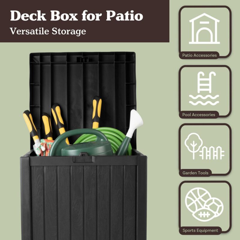 Black 50 Gallon Large Resin Deck Box Outdoor Storage Boxes - Image 3