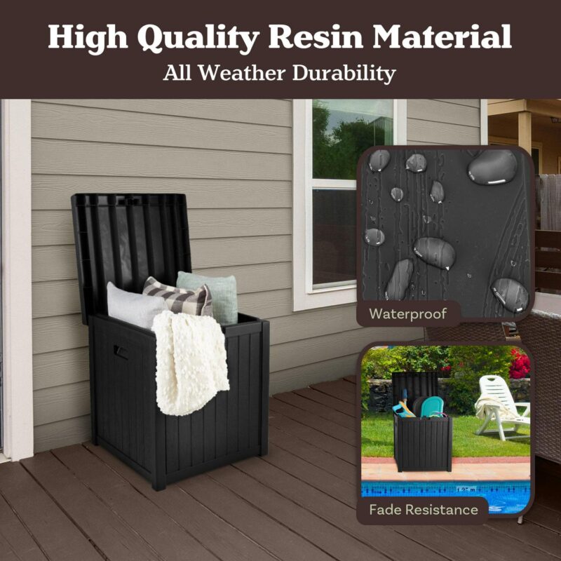 Black 50 Gallon Large Resin Deck Box Outdoor Storage Boxes - Image 4