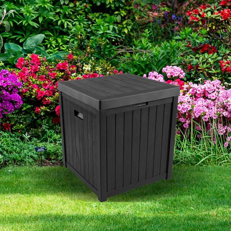 Black 50 Gallon Large Resin Deck Box Outdoor Storage Boxes - Image 9