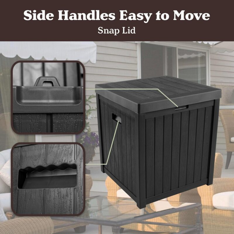 Black 50 Gallon Large Resin Deck Box Outdoor Storage Boxes - Image 5