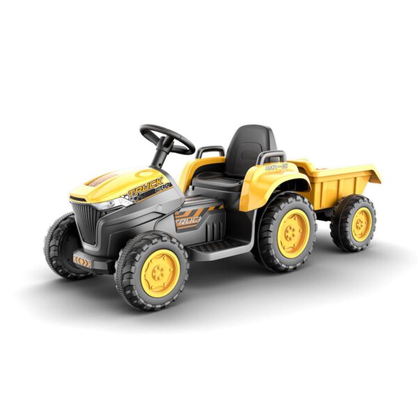 Blazin Wheels Blazin Tractor Yellow 12V Vehicle and Trailer Set