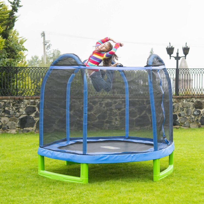 Bounce Pro 7-Foot My First Trampoline Hexagon (Ages 3-10) for Kids, Blue/Green - Image 4
