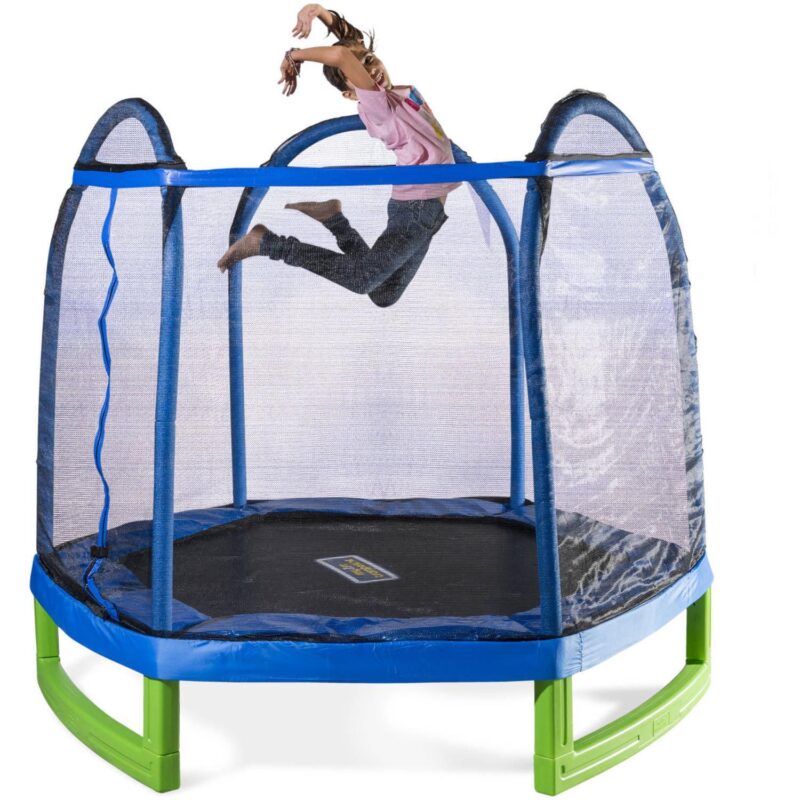 Bounce Pro 7-Foot My First Trampoline Hexagon (Ages 3-10) for Kids, Blue/Green - Image 2