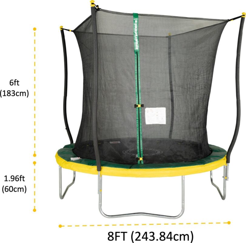 Bounce Pro 8' Trampoline, Flash Light Zone, Classic Safety Enclosure, Green/Yellow - Image 3
