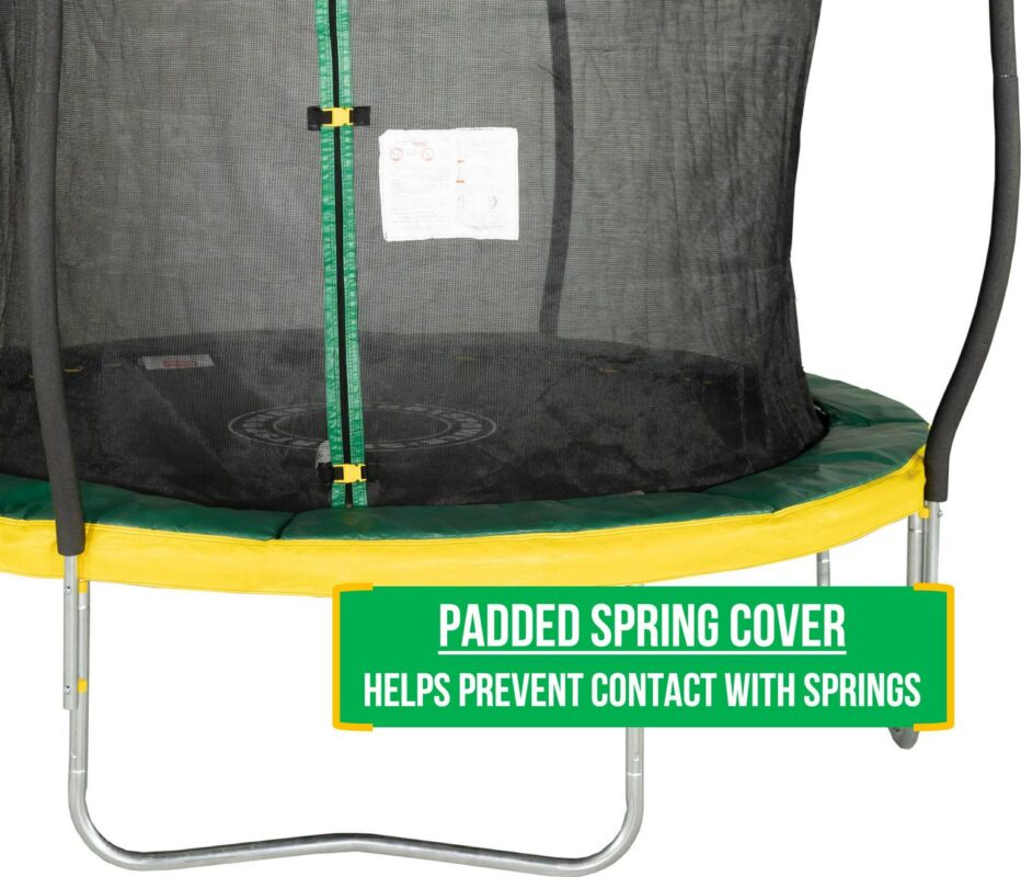 Bounce Pro 8' Trampoline, Flash Light Zone, Classic Safety Enclosure, Green/Yellow - Image 7