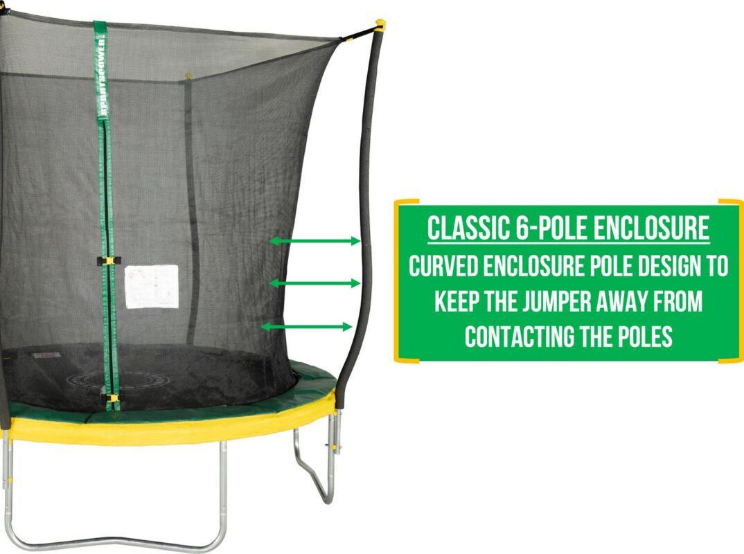Bounce Pro 8' Trampoline, Flash Light Zone, Classic Safety Enclosure, Green/Yellow - Image 8