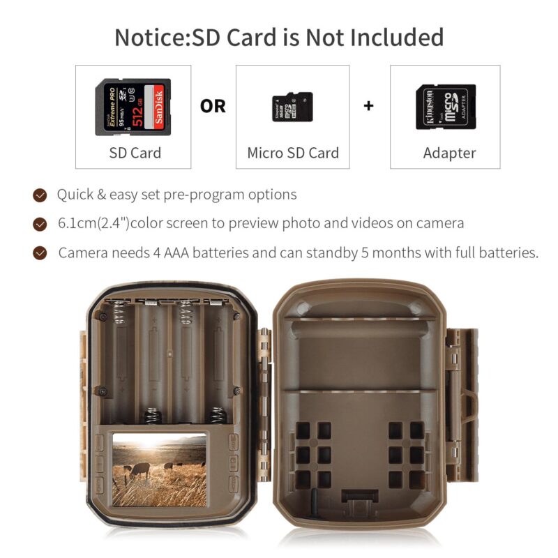 CAMPARK 2 PACK 1080P Trail Game Camera Hunting Deer Camera with Infrared Night Vision Waterproof Trail Cam for Wildlife Monitoring - Image 4