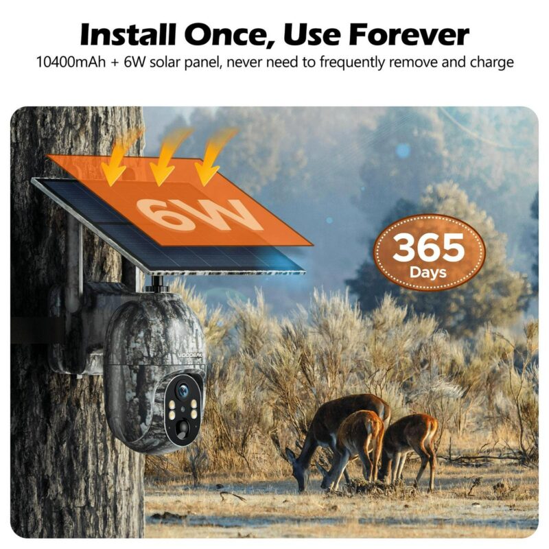 CAMPARK 2 Pack 4G LTE Cellular Trail Camera Wireless, Solar Game Camera with 360A Pan 90A Tilt, 2.5K HD Night Vision Motion Activated, Waterproof IP66, Hunting Security Camera with SIM&SD Card, NO WiFi - Image 3