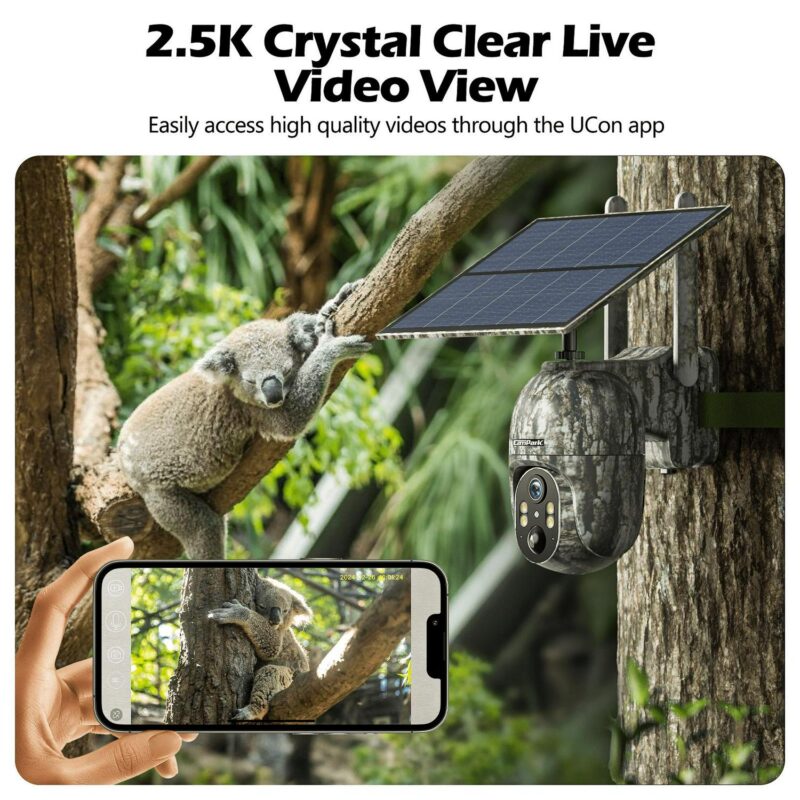 CAMPARK 2 Pack 4G LTE Cellular Trail Camera Wireless, Solar Game Camera with 360A Pan 90A Tilt, 2.5K HD Night Vision Motion Activated, Waterproof IP66, Hunting Security Camera with SIM&SD Card, NO WiFi - Image 8