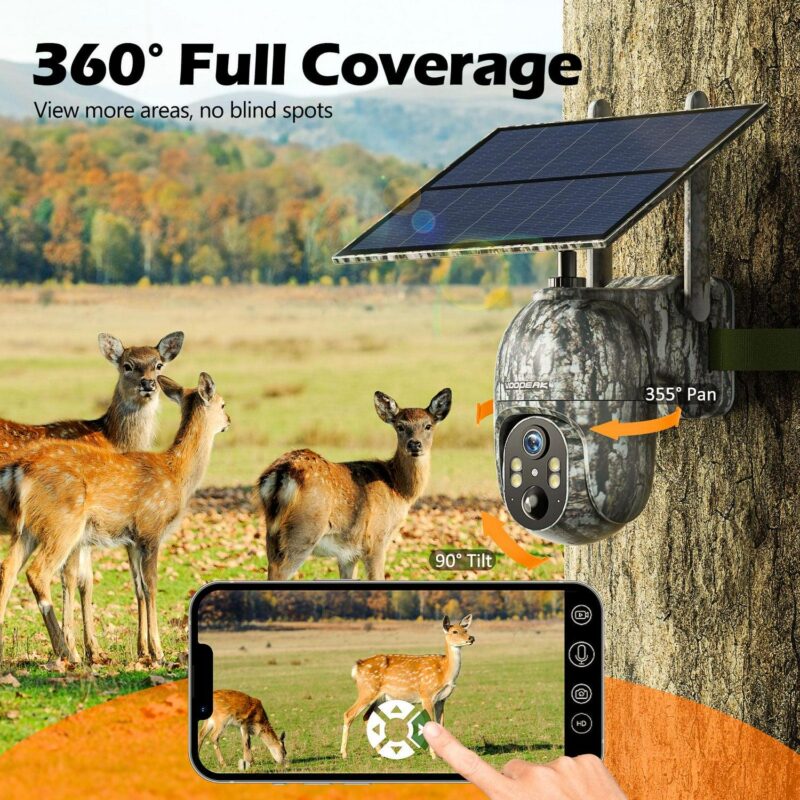 CAMPARK 2 Pack 4G LTE Cellular Trail Camera Wireless, Solar Game Camera with 360A Pan 90A Tilt, 2.5K HD Night Vision Motion Activated, Waterproof IP66, Hunting Security Camera with SIM&SD Card, NO WiFi - Image 2