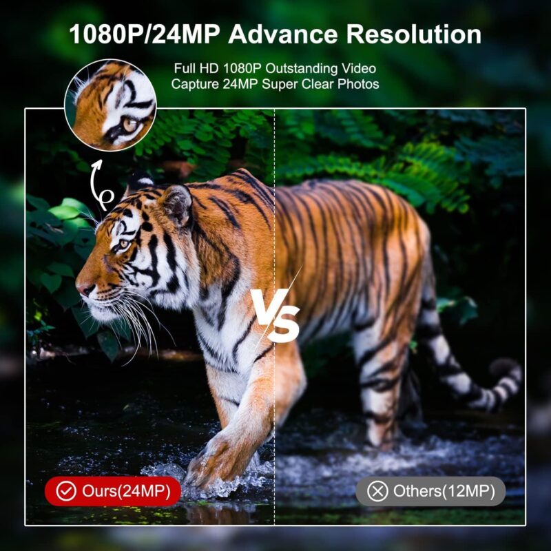 CAMPARK 2 Pack Trail Camera with SD Card 24MP 1080P Game Hunting Deer Camera Night Vision Activated - Image 2