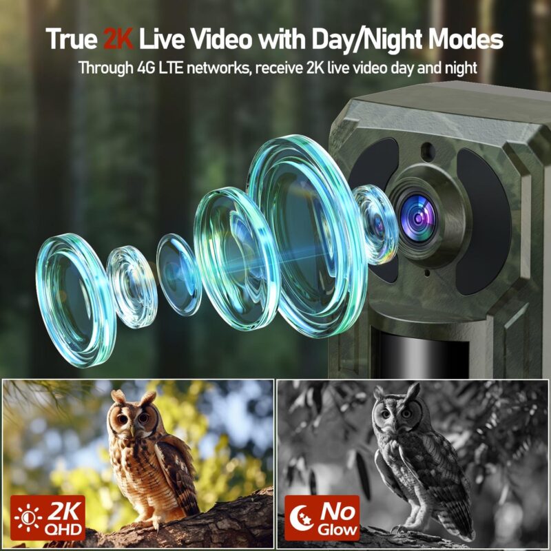 CAMPARK 4G Cellular Trail Camera Solar Powered, 2.5K 14MP Hunting Game Camera with Live View and Motion Alerts, 940nm No Glow Night Vision and IP66 Waterproof for Wildlife Monitoring - Image 3
