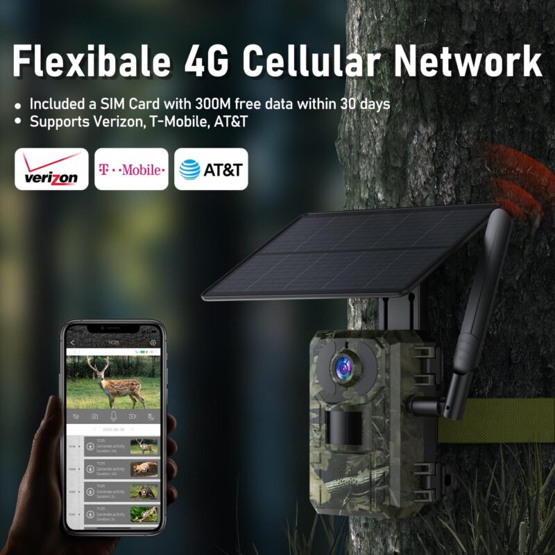 CAMPARK 4G Cellular Trail Camera Solar Powered, 2.5K 14MP Hunting Game Camera with Live View and Motion Alerts, 940nm No Glow Night Vision and IP66 Waterproof for Wildlife Monitoring - Image 5