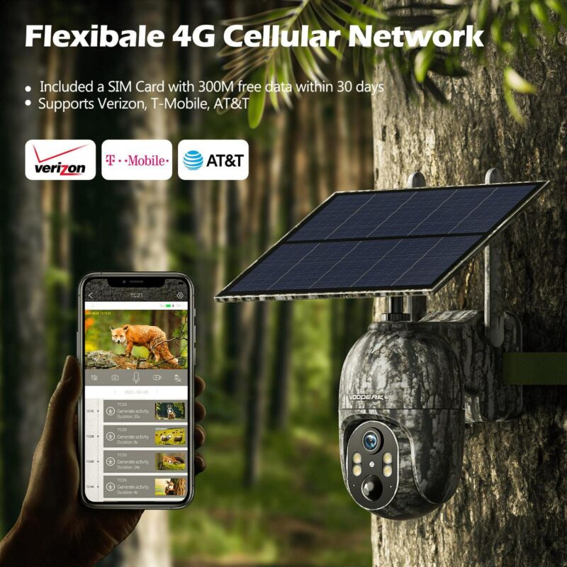 CAMPARK 4G LTE Cellular Trail Camera Wireless, Solar Powered Game Camera with 360A Pan 90A Tilt, 2.5K HD Night Vision, Motion Activated, Waterproof IP66, Hunting Security Camera with SIM Card, NO WiFi - Image 8