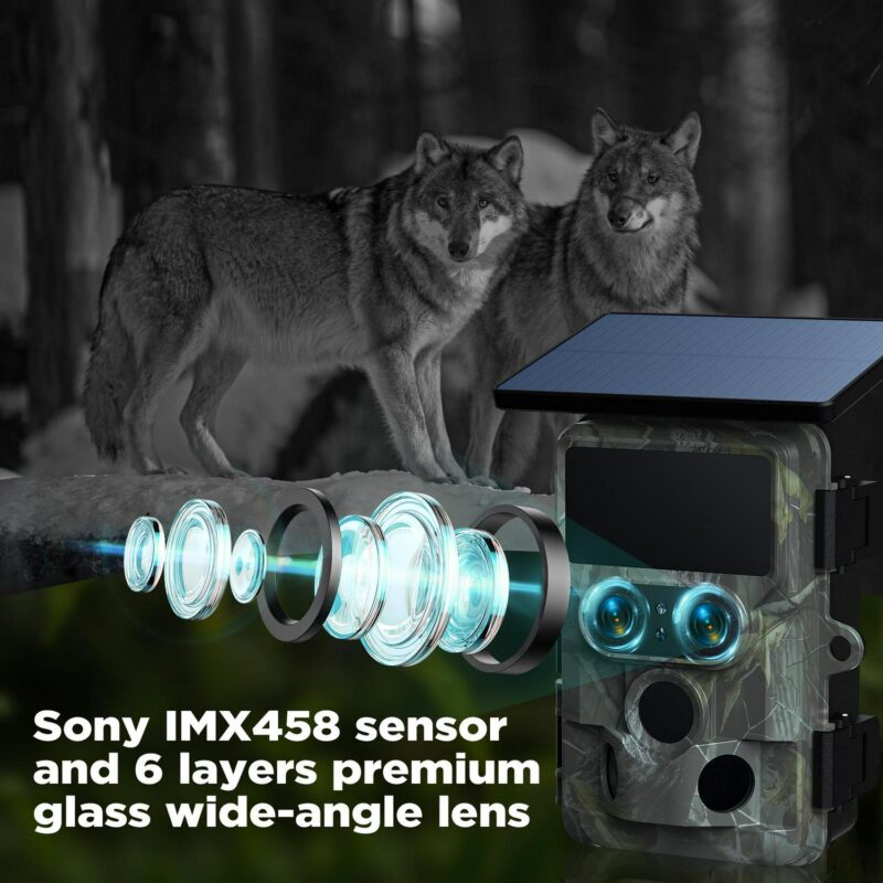 CAMPARK Solar Powered Trail Camera WiFi Bluetooth 60MP 4K UHD Dual Lens Starlight Night Vision IMX458 Sensors 0.1s Motion Activated IP66 Waterproof 2.4 LCD Game Hunting Camera with SD Card - Image 8