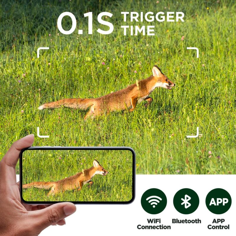 CAMPARK Solar Powered Trail Camera WiFi Bluetooth 60MP 4K UHD Dual Lens Starlight Night Vision IMX458 Sensors 0.1s Motion Activated IP66 Waterproof 2.4 LCD Game Hunting Camera with SD Card - Image 10