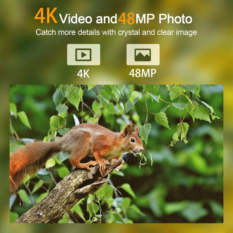 CAMPARK Solar Trail Camera 48MP 4K Hunting Game Camera Night Vision 0.1s Motion Activated Waterproof - Image 3