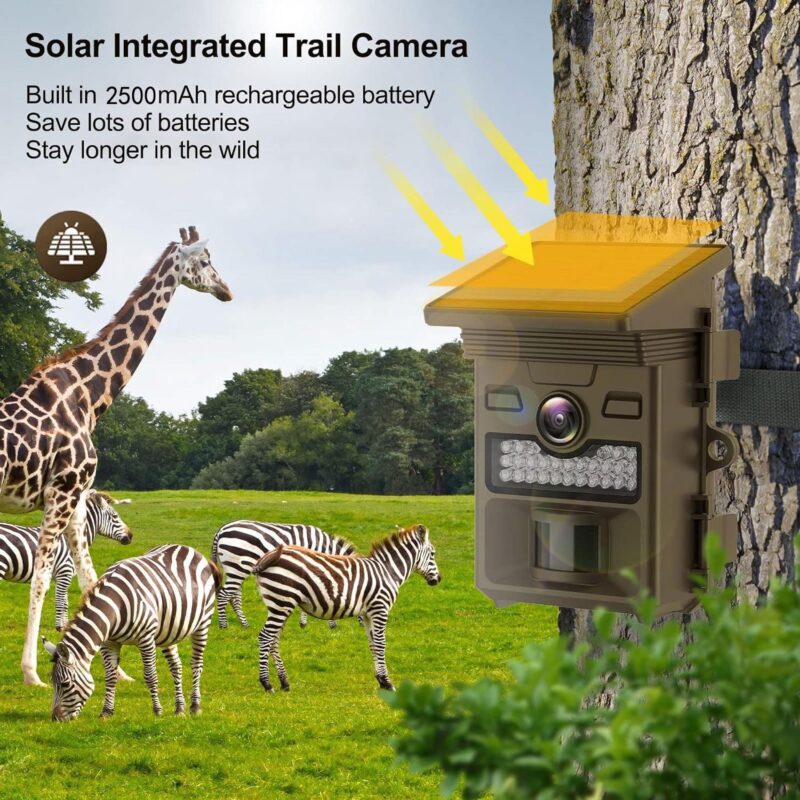 CAMPARK Solar Trail Camera 48MP 4K Hunting Game Camera Night Vision 0.1s Motion Activated Waterproof - Image 2