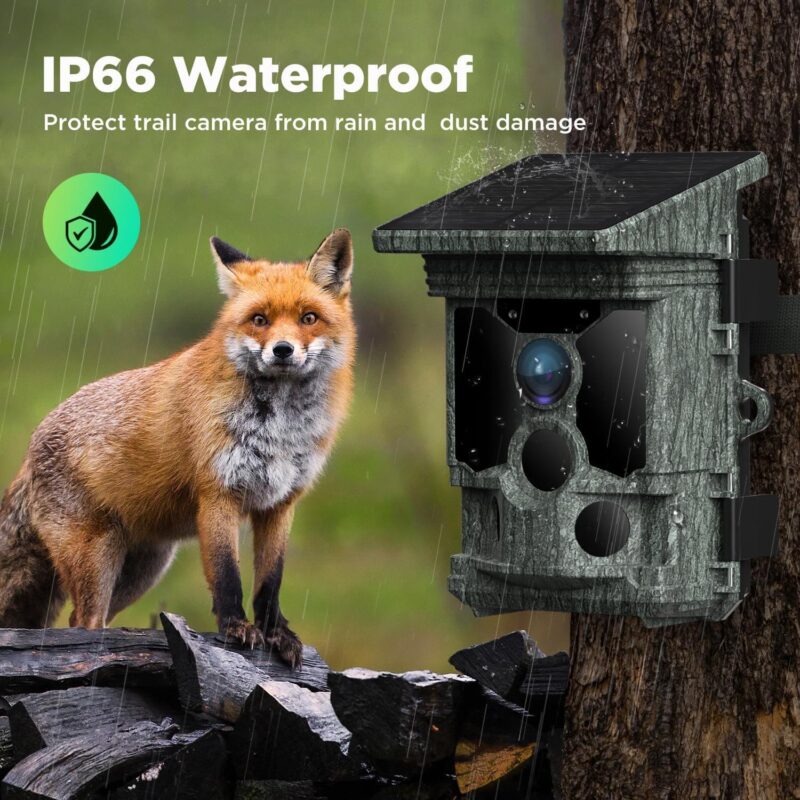CAMPARK Solar Trail Camera with SD Card Native 4K 30fps WiFi Bluetooth 46MP Game Camera Motion Activated 0.1s Fast Trigger Night Vision Waterproof IP66 Hunting Deer Trail Cam for Wildlife Monitoring - Image 6