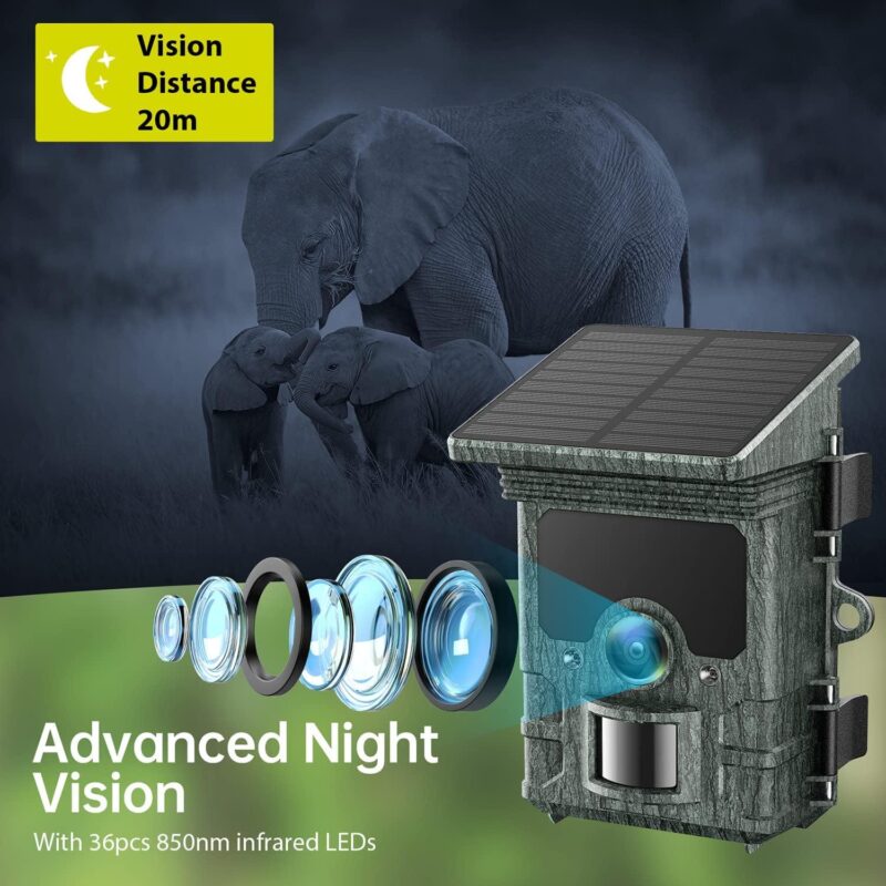 CAMPARK Solar WiFi Trail Camera Native 4K 30fps Bluetooth 46MP Game Camera with Infrared Night Vision 120A Wide Angel Motion Activated Waterproof IP66 Deer Hunting Trail Cam for Wildlife Monitoring - Image 7