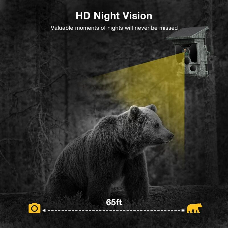 CAMPARK Trail Camera Solar Powered 46MP Native 4K 30fps WiFi Bluetooth Game Camera with Loop Recording 0.1s Trigger Hunting Deer Trail Cam with Night Vision IP66 Waterproof for Wildlife Monitoring - Image 5
