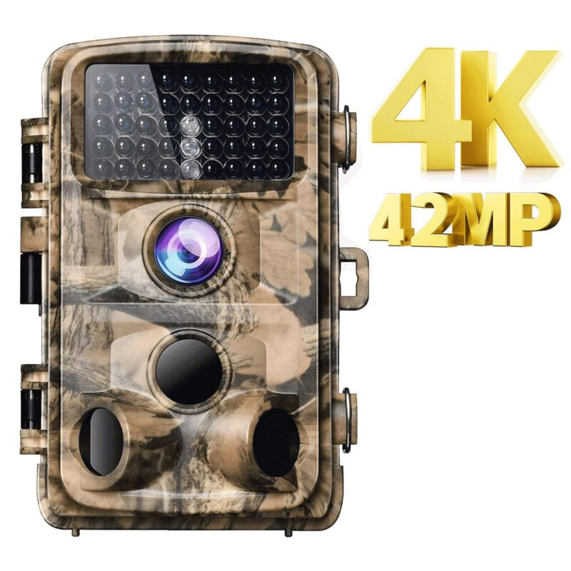 CAMPARK Trail Camera 4K 42MP Game Hunting Camera with Low Glow Night Vision IP56 Waterproof Motion Activated Outdoor Trail Deer Cam for Wildlife Monitoring 2.4  LCD Screen