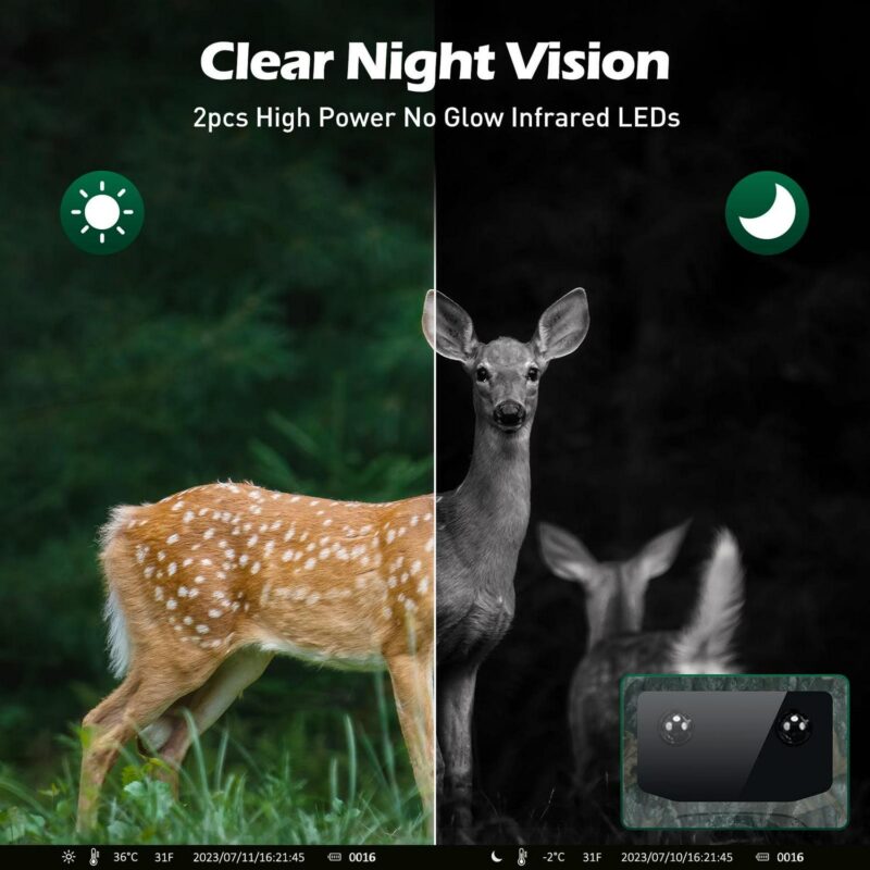 CAMPARK Trail Camera 4K 48MP Game Deer Hunting Camera with Night Vision Waterproof IP66 0.1s Trigger Time Latest Sensor Motion 120A A Wide Angel Time-Lapse Trail Cam for Wildlife Monitor 2.0 LCD - Image 3