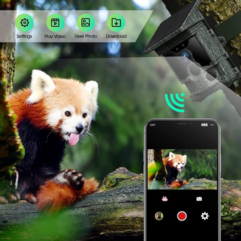 CAMPARK Trail Camera Solar Powered 46MP Native 4K 30fps WiFi Bluetooth Game Camera with Loop Recording 0.1s Trigger Hunting Deer Trail Cam with Night Vision IP66 Waterproof for Wildlife Monitoring - Image 2