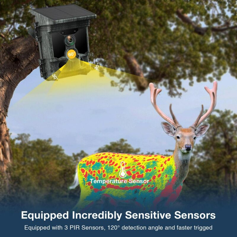 CAMPARK Trail Camera Solar Powered 46MP Native 4K 30fps WiFi Bluetooth Game Camera with Loop Recording 0.1s Trigger Hunting Deer Trail Cam with Night Vision IP66 Waterproof for Wildlife Monitoring - Image 8