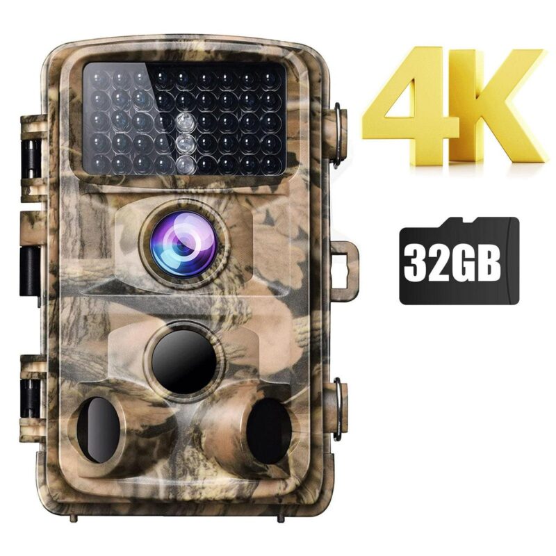 CAMPARK Trail Camera with SD Card 4K 42MP Deer Hunting Game Camera with Infrared Night Vision Fast Trigger Time Motion Activated Waterproof IP66 120A Wide Angel 2.4  LCD Trail Wildlife Camera