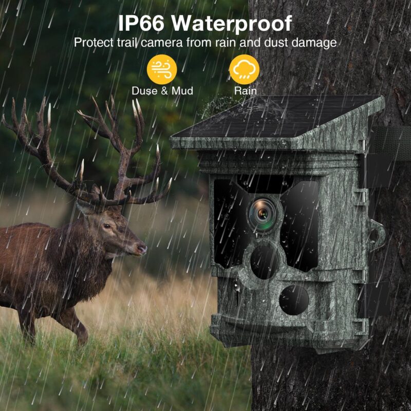 CAMPARK Trail Camera Solar Powered 46MP Native 4K 30fps WiFi Bluetooth Game Camera with Loop Recording 0.1s Trigger Hunting Deer Trail Cam with Night Vision IP66 Waterproof for Wildlife Monitoring - Image 7
