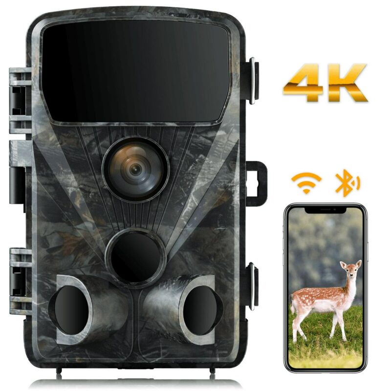 CAMPARK WiFi Bluetooth Trail Camera 4K 24MP Game Hunting Camera 3 PIR Night Vision Waterproof IP66 120A Wide Angle 0.2s Motion Detection Outdoor Dear Trail Cam Wildlife Monitoring 2.4 LCD
