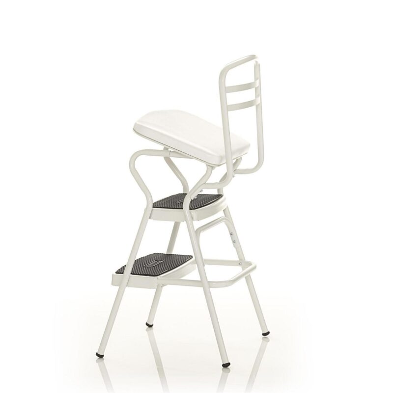 COSCO Stylaire Retro Chair + Step Stool with flip-up seat (white, one pack) - Image 12