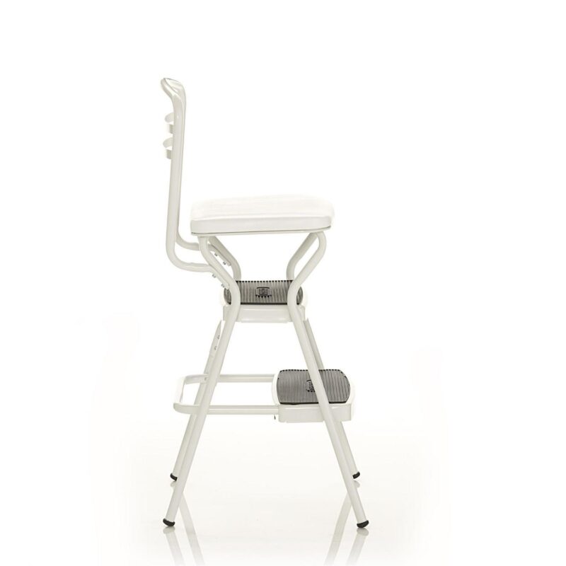 COSCO Stylaire Retro Chair + Step Stool with flip-up seat (white, one pack) - Image 9