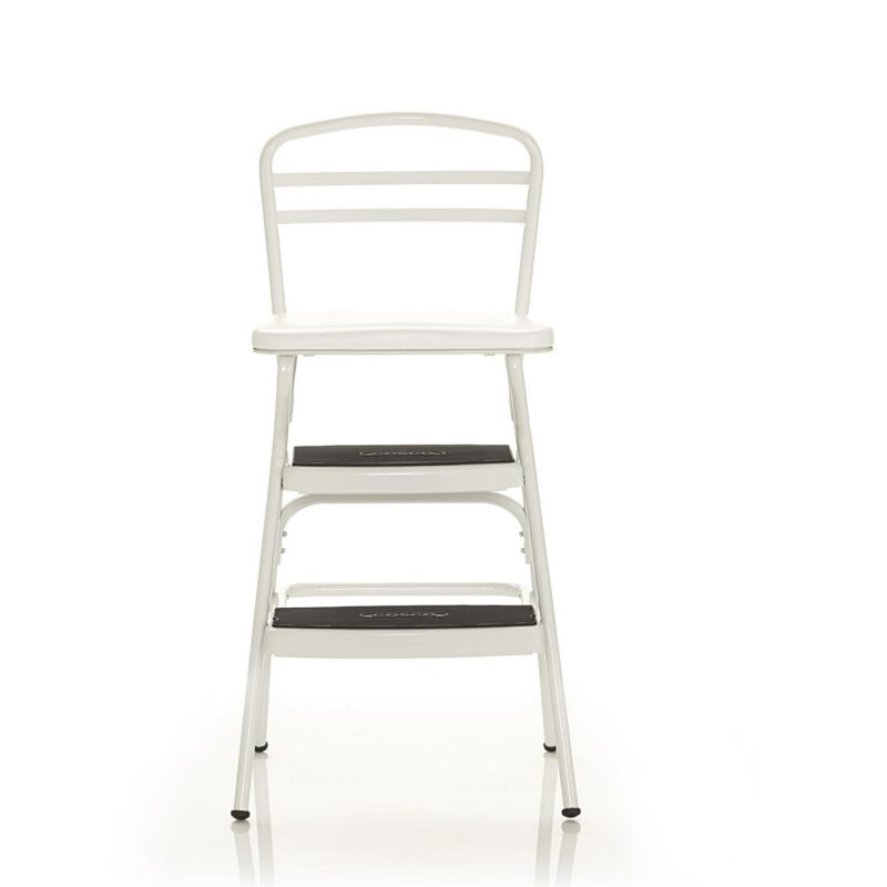 COSCO Stylaire Retro Chair + Step Stool with flip-up seat (white, one pack) - Image 10