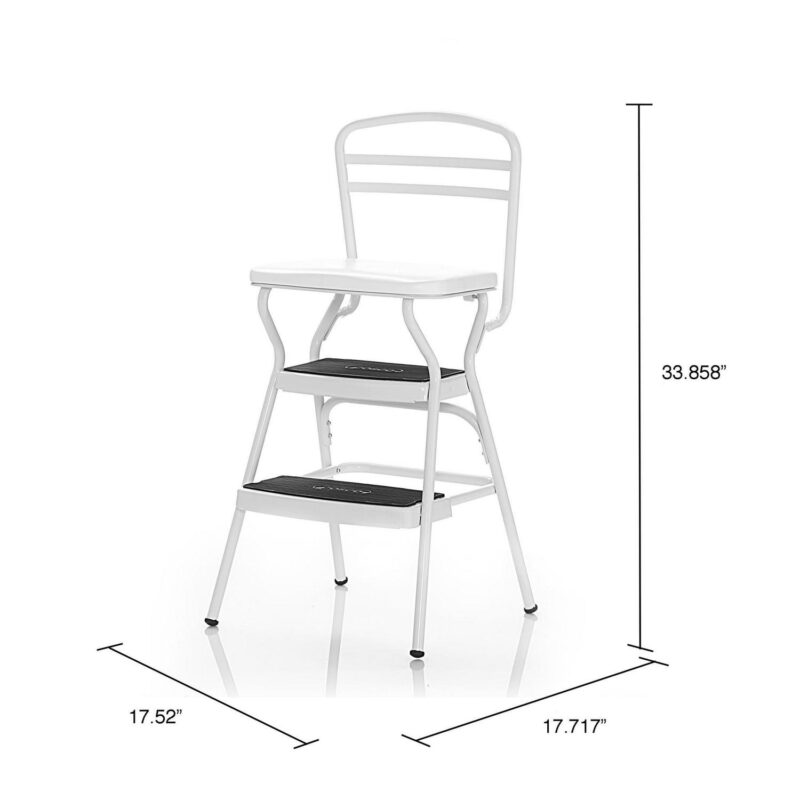 COSCO Stylaire Retro Chair + Step Stool with flip-up seat (white, one pack) - Image 5