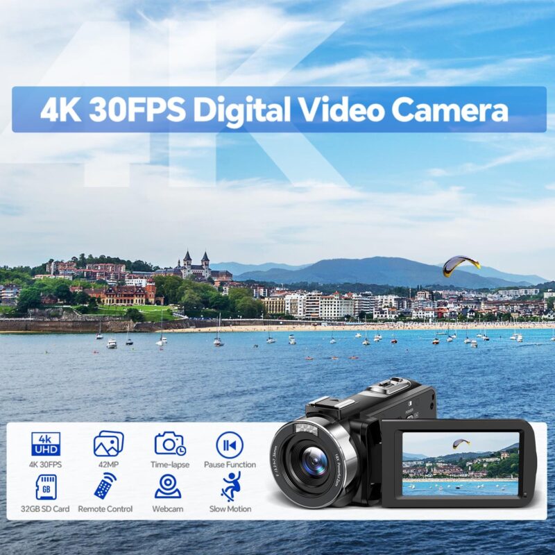 Campark 4K 30FPS Video Camera 42MP Photo 3a 270A Screen Digital Camcorder for Vlogging Youtube - Image 2