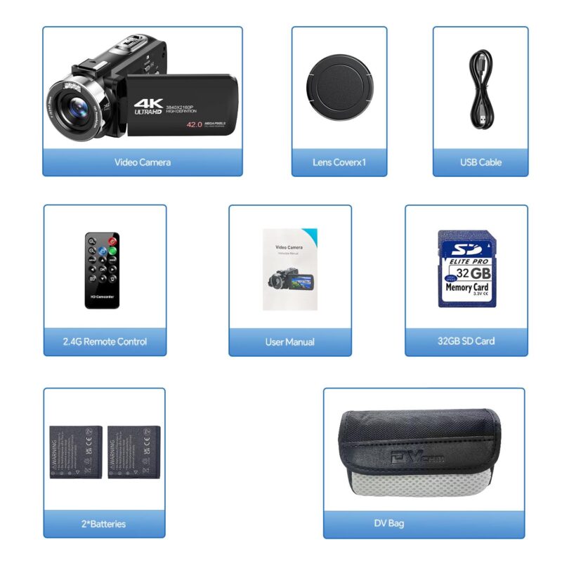 Campark 4K 30FPS Video Camera 42MP Photo 3a 270A Screen Digital Camcorder for Vlogging Youtube - Image 8